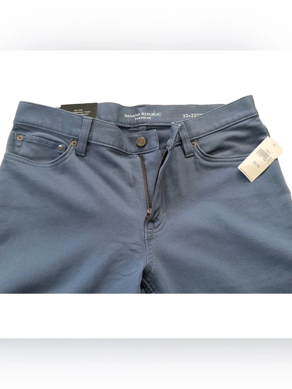 Men Banana Republic Skinny Traveler Pants Slate Blue 32Wx32L